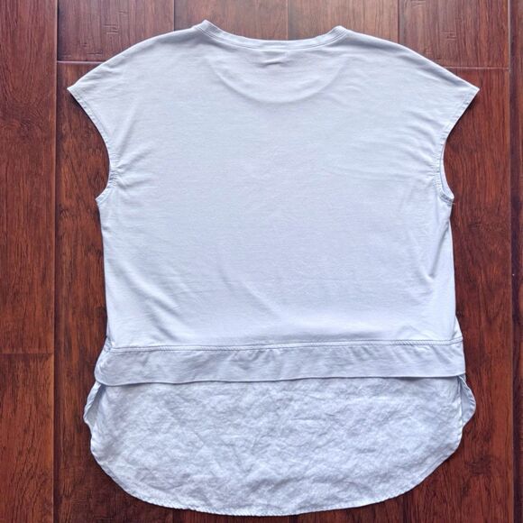Lisa Bayne Short Sleeve Top Bamboo Cotton Baby Blue Designer Casual Luxury Sz S - Picture 11 of 15